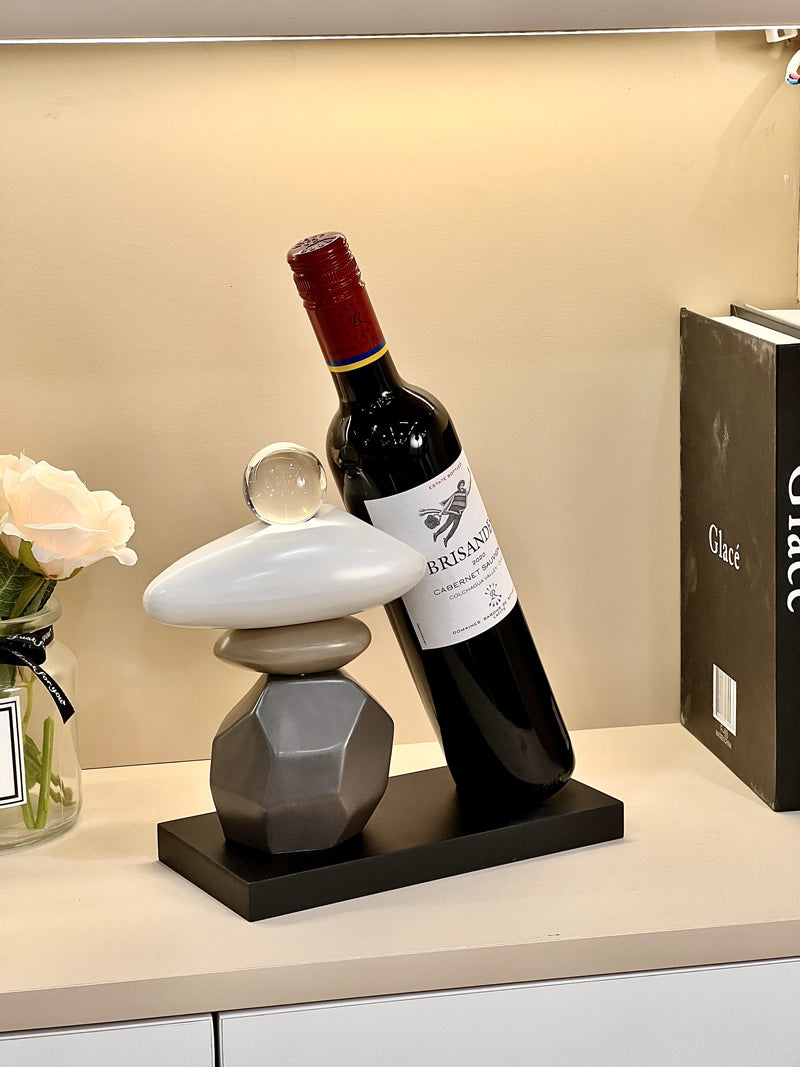 Imitation Stone Superimposed Shape Wine Rack, Desktop Art Decoration