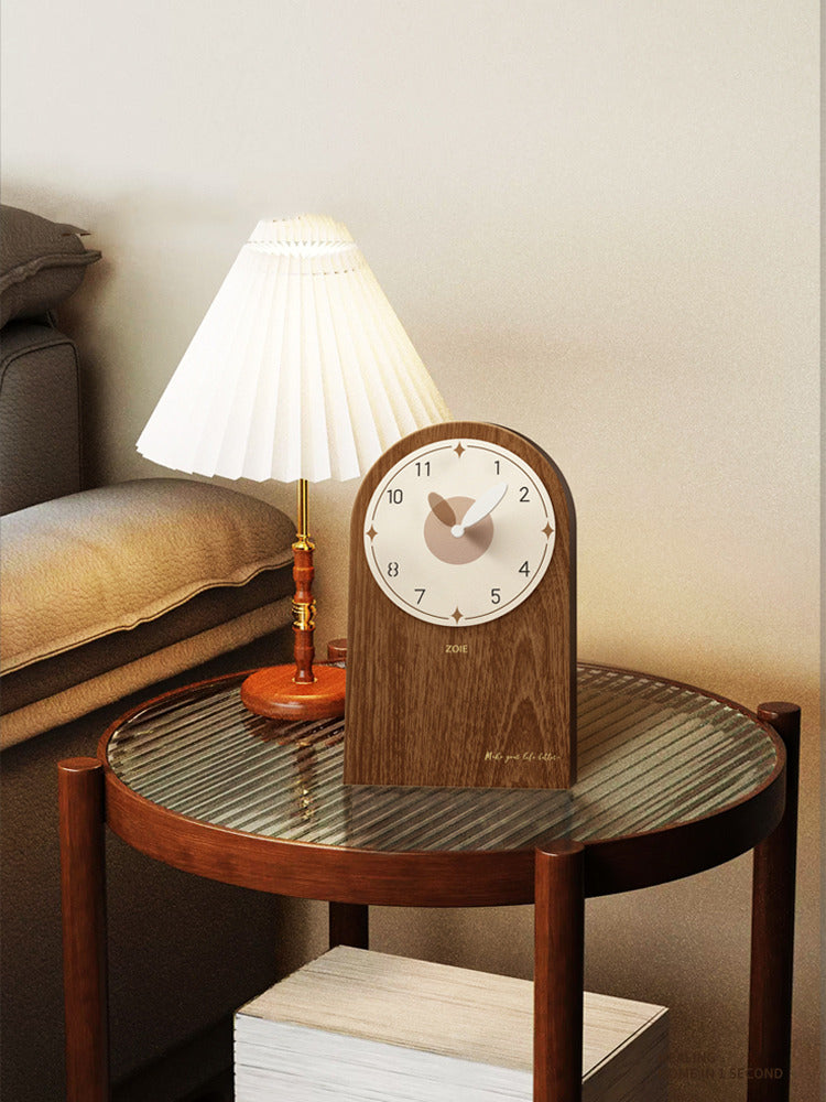 Imitation Wood Grain Desktop Classical Art Silent Table Clock