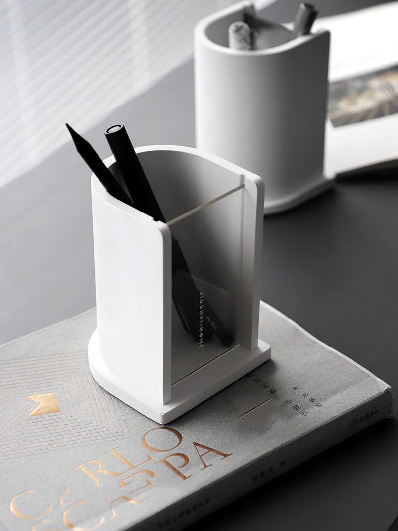 Industrial Art Concrete Pen Holder, Unique Office Gift