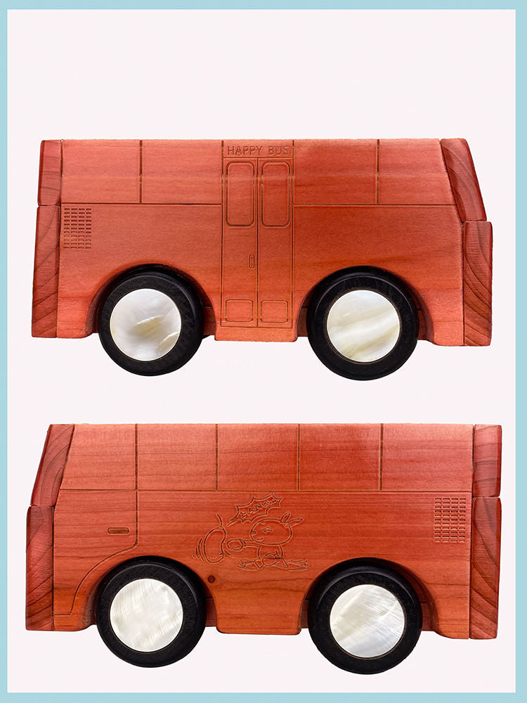 Simple wooden mini bus desktop storage box, pen holder