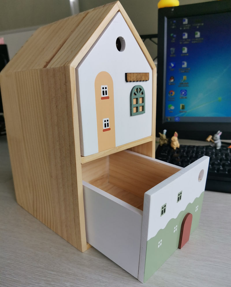 Japanese Simple Double-Story House Tissue Box, Drawer Storage Box, Personalized Gift