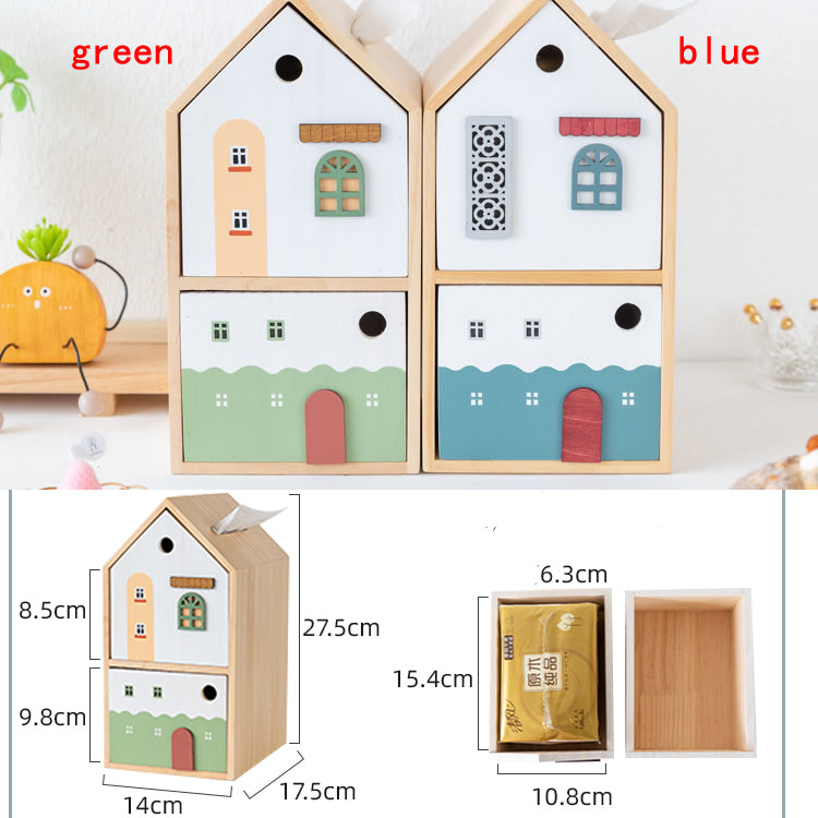 Japanese Simple Double-Story House Tissue Box, Drawer Storage Box, Personalized Gift