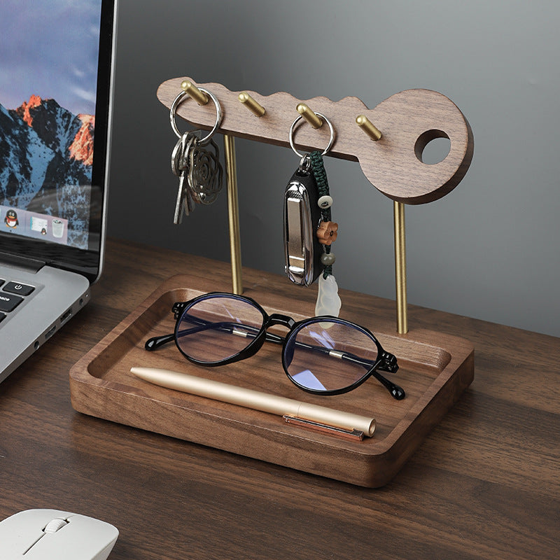 Key-Shaped Wooden Key Rack, Jewelry Stand, Storage Tray