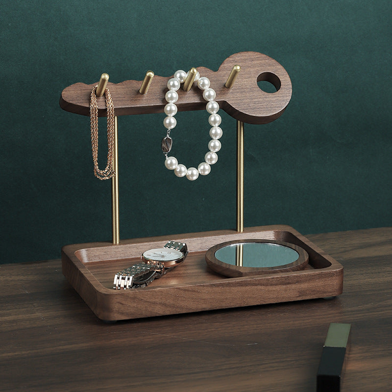 Key-Shaped Wooden Key Rack, Jewelry Stand, Storage Tray