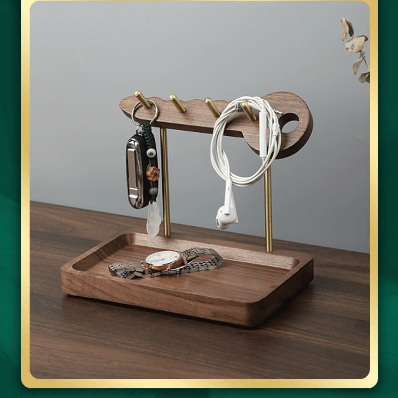 Key-Shaped Wooden Key Rack, Jewelry Stand, Storage Tray