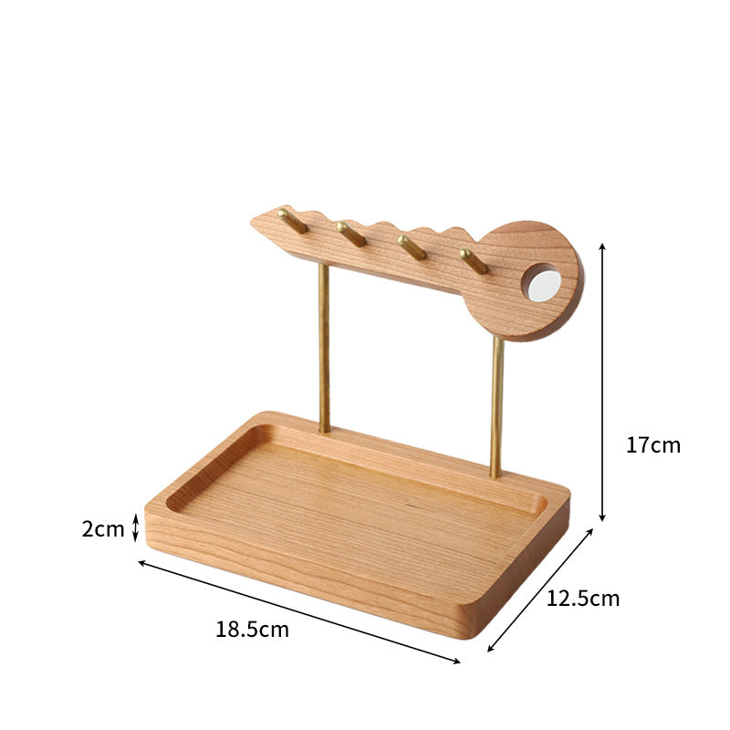 Key-Shaped Wooden Key Rack, Jewelry Stand, Storage Tray