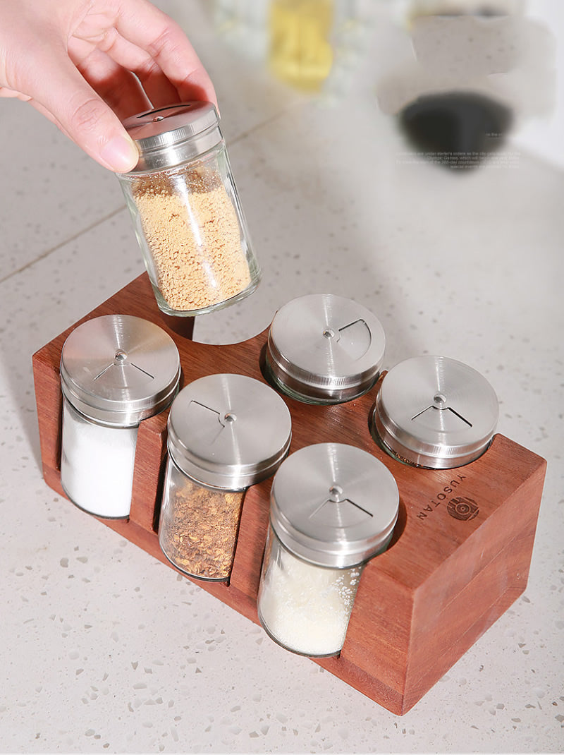 Kitchen Wooden Storage Organization Spice Jar, Sugar Bowl