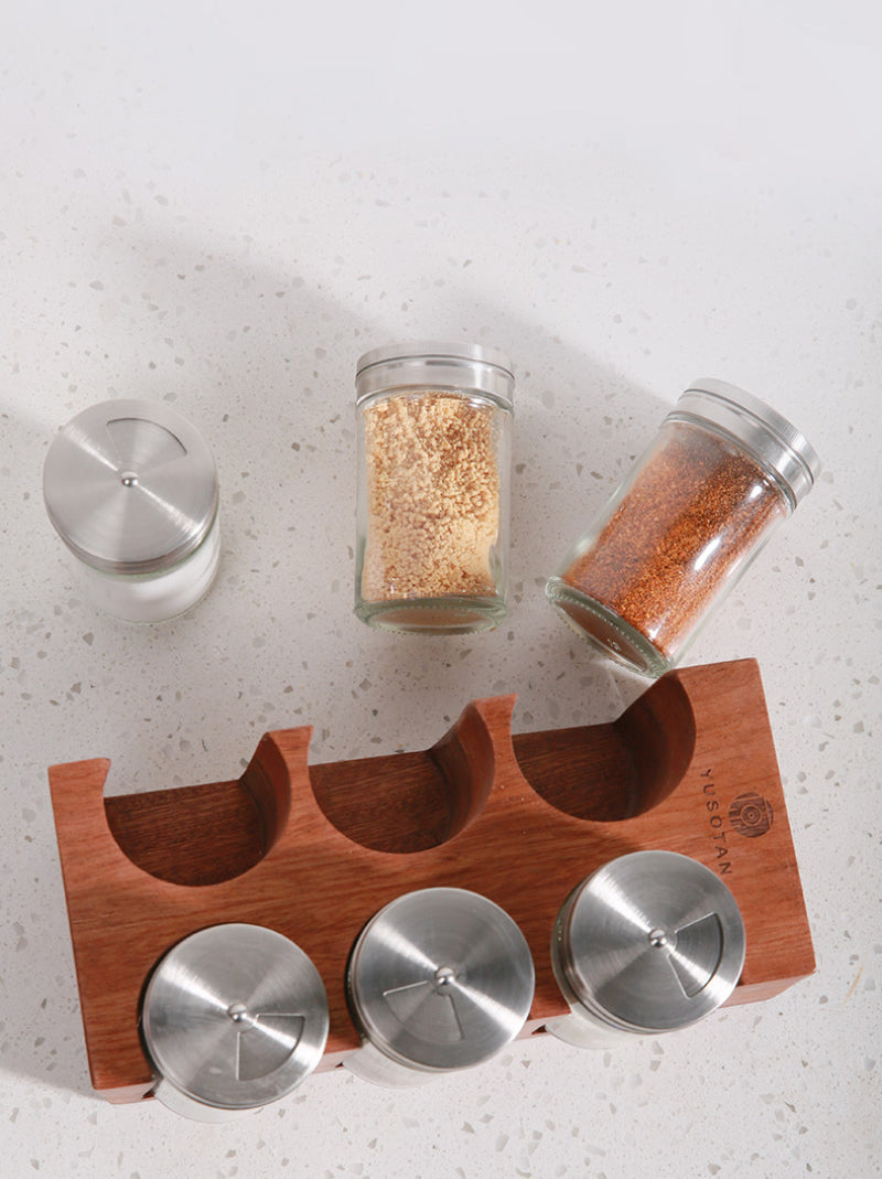 Kitchen Wooden Storage Organization Spice Jar, Sugar Bowl