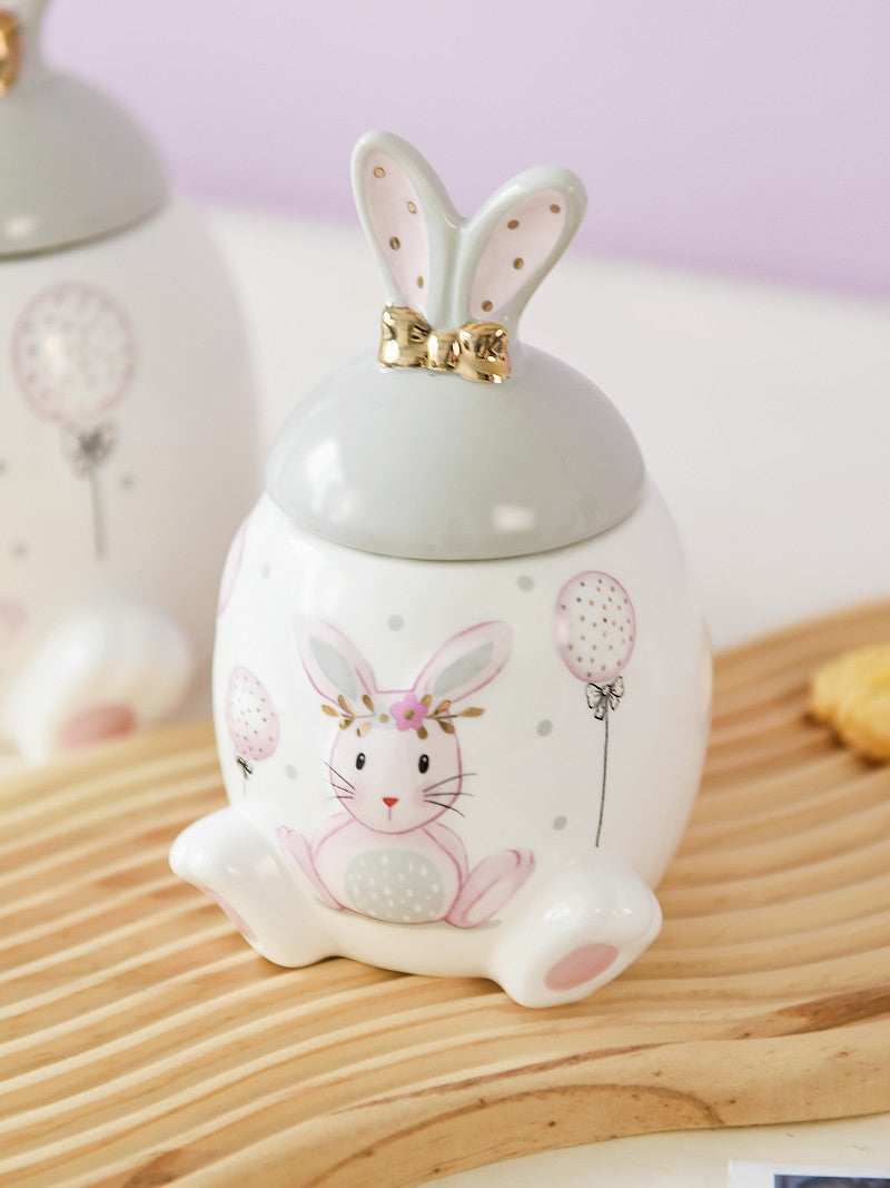 Long-Eared Bunny Storage Jar: Cute and Functional Home Organizer