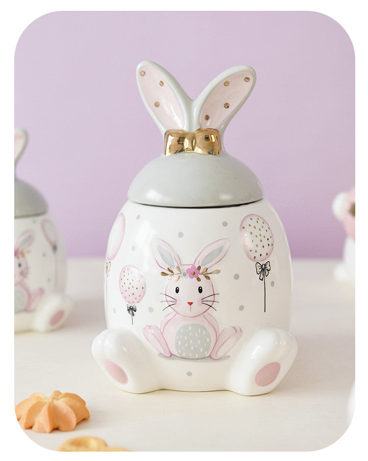 Long-Eared Bunny Storage Jar: Cute and Functional Home Organizer