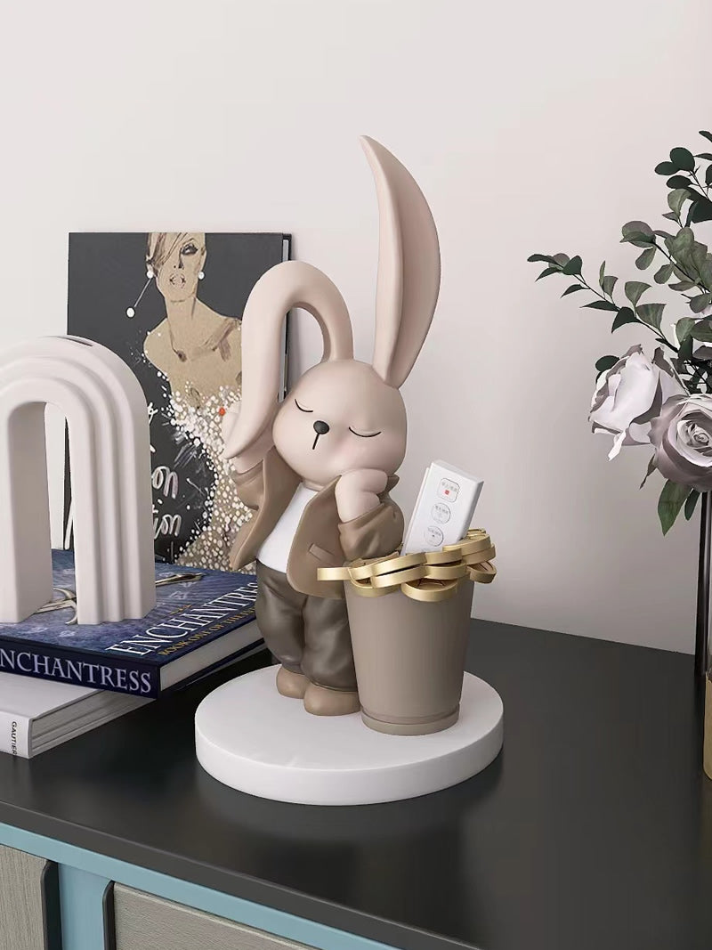 Long-Eared Rabbit Office Organize Pen Holder, Cute Decorative Ornament