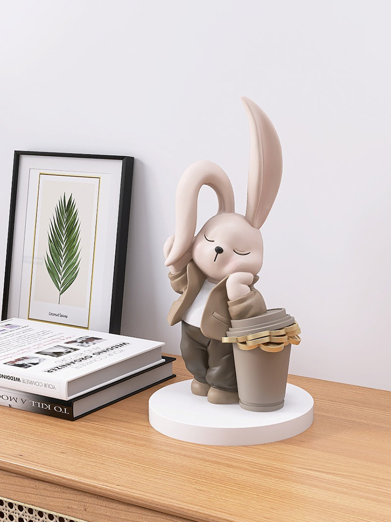 Long-Eared Rabbit Office Organize Pen Holder, Cute Decorative Ornament