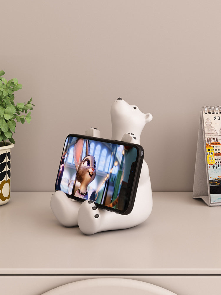 Looking Up Polar Bear Phone Holder, Desktop Small Ornament, Creative Gift