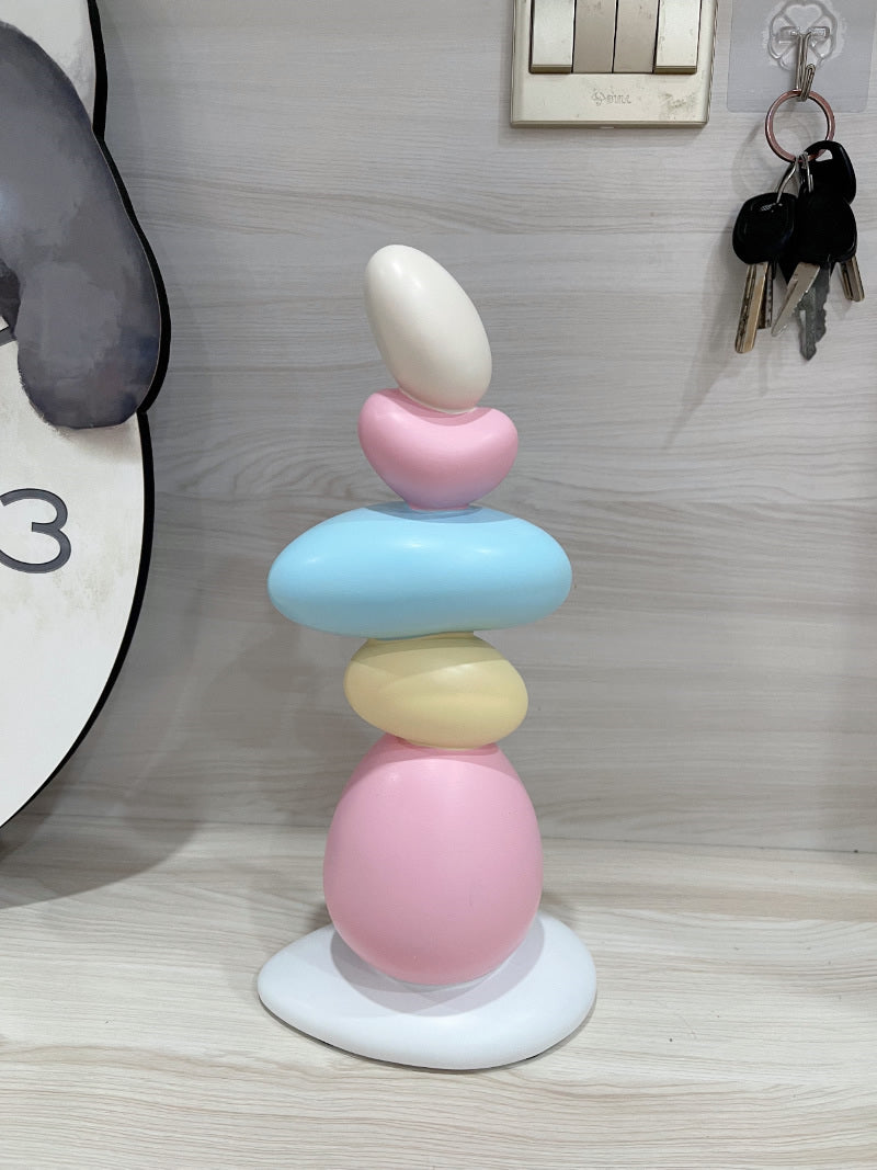 Macaron Style Stone Stack Art Sculpture Decorative ornaments