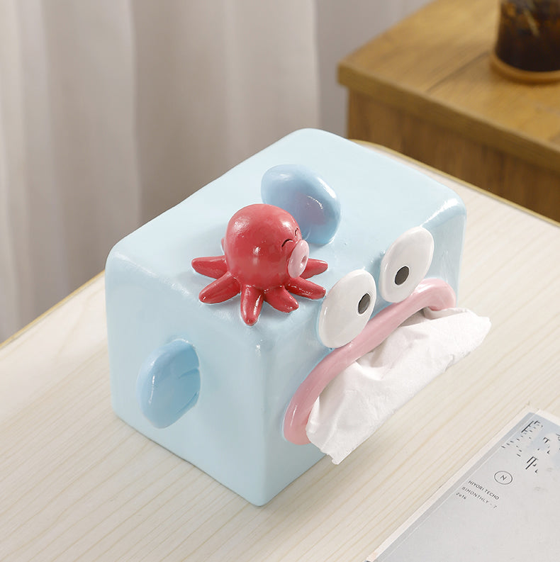 Mediterranean Style Monster Fish Tissue Box,Fun Table Decoration