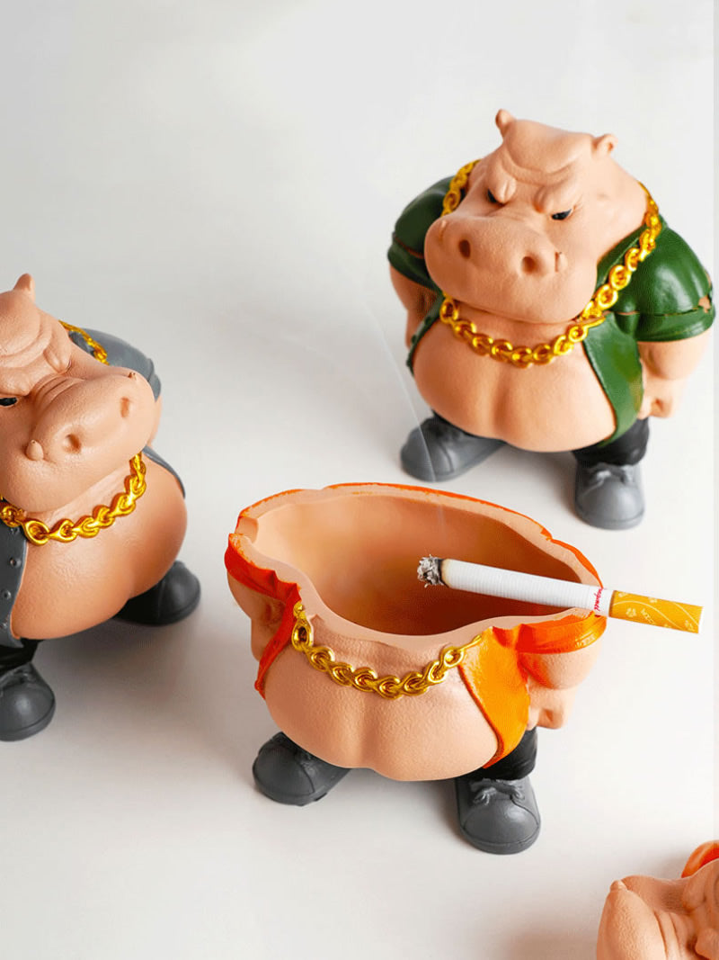 Mighty Hippopotamus Ashtray, Unique Desktop Decoration Gift