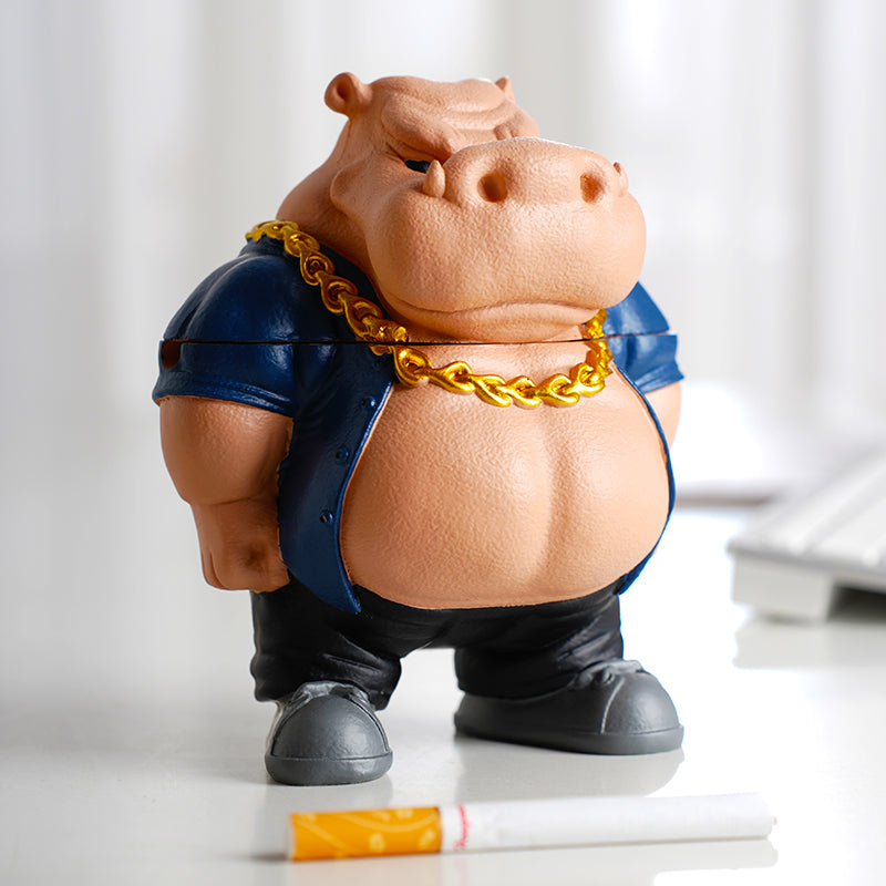 Mighty Hippopotamus Ashtray, Unique Desktop Decoration Gift