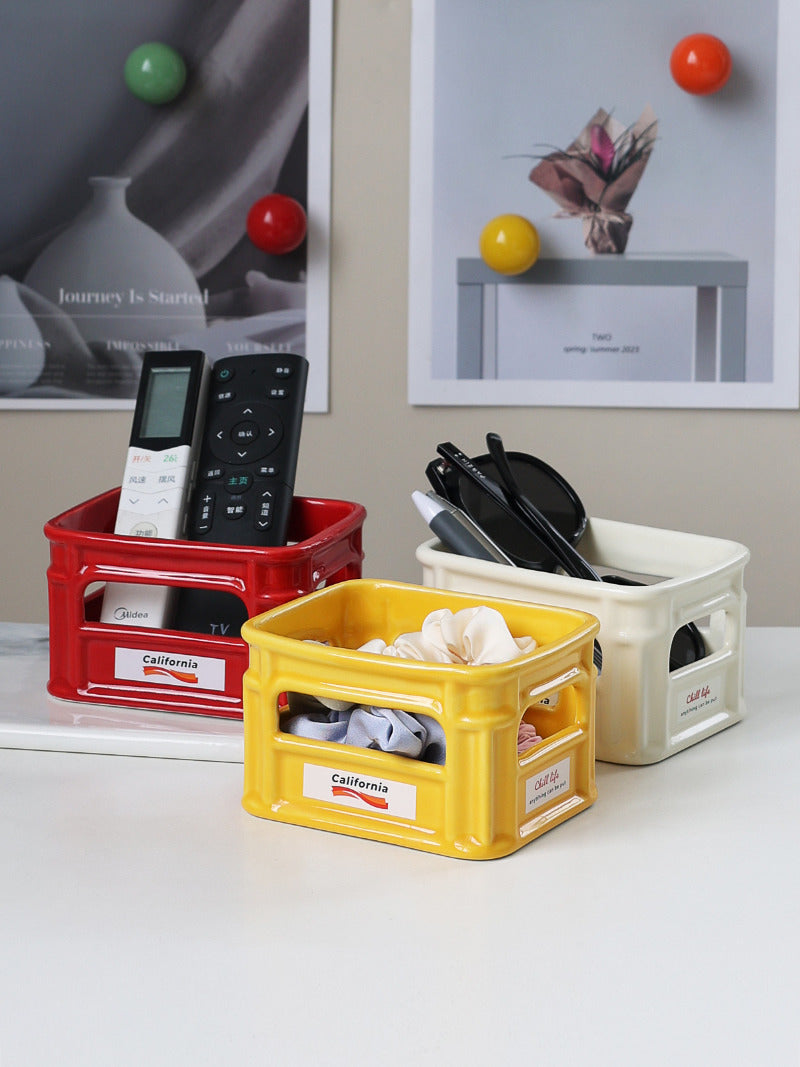 Mini Shopping Basket Desktop Organizer - Office Desktop Storage Organizer