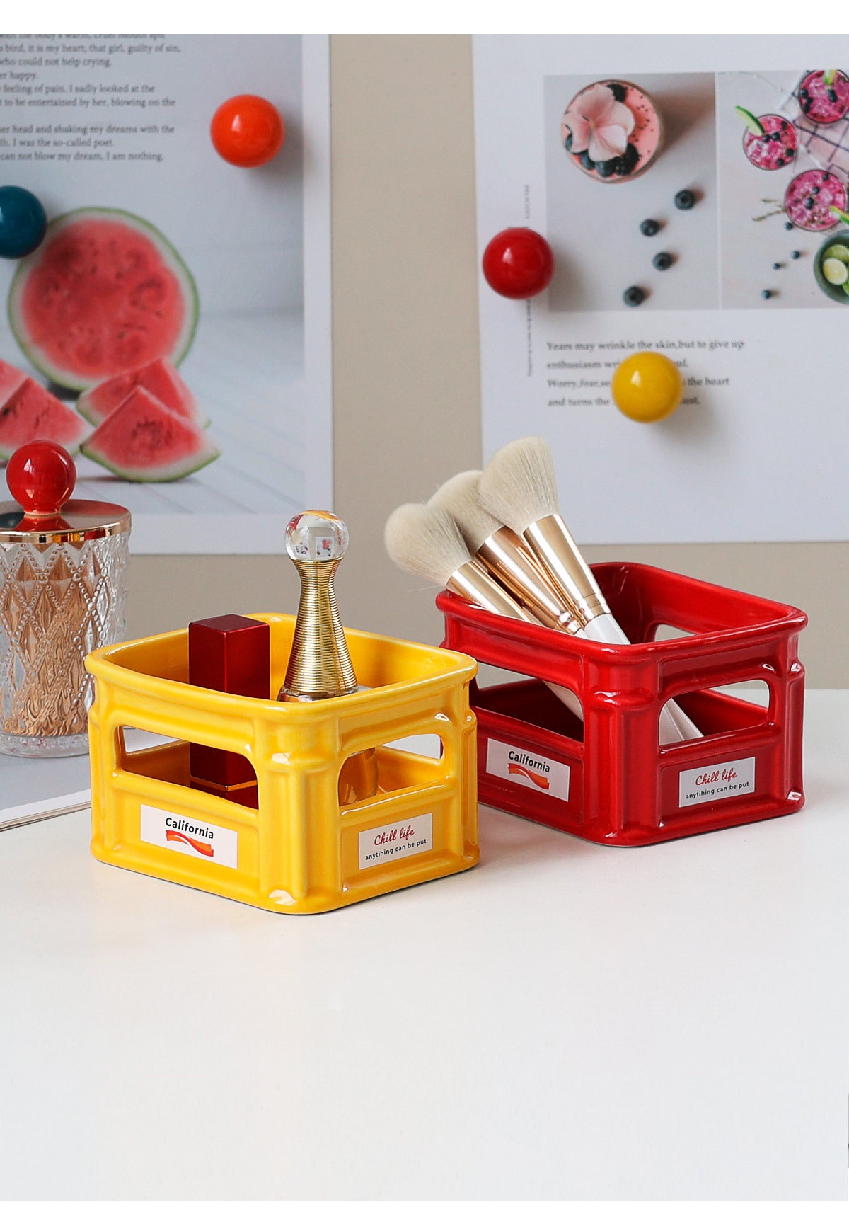 Mini Shopping Basket Desktop Organizer - Office Desktop Storage Organizer