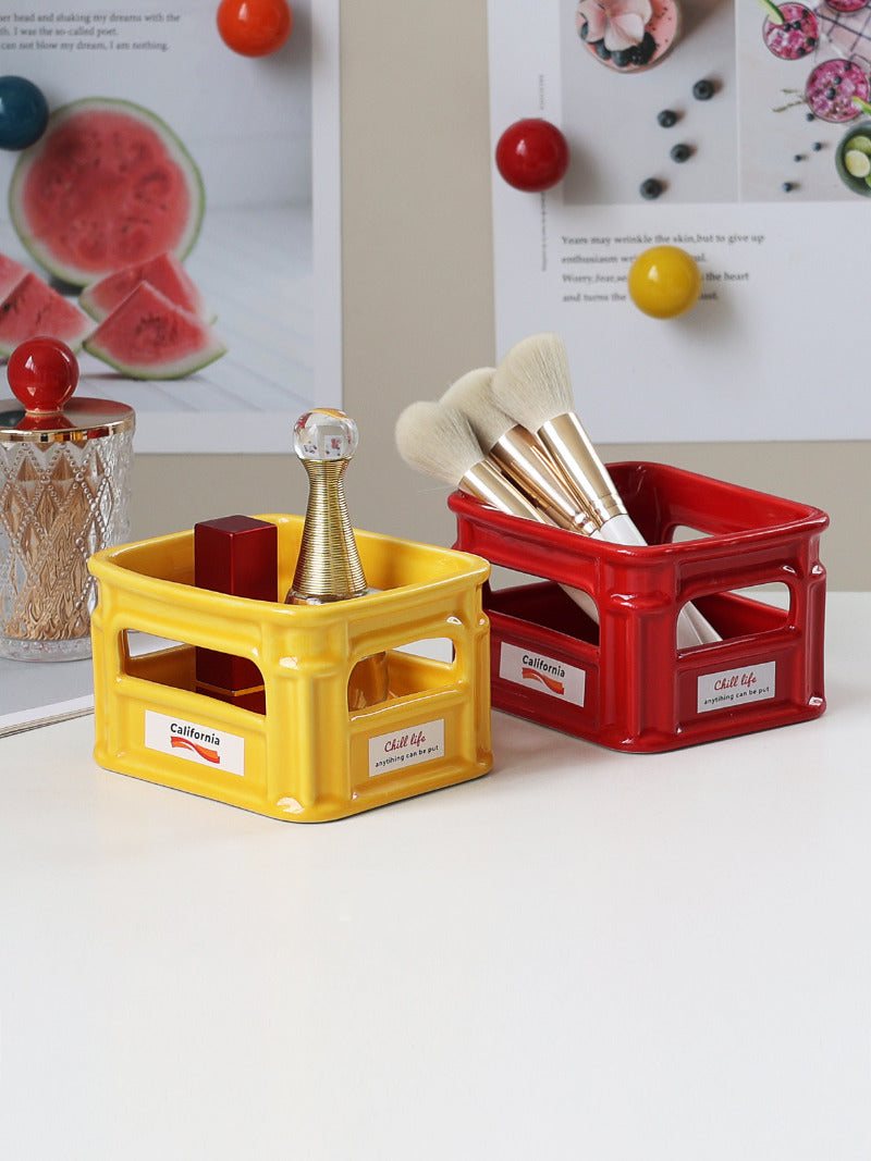 Mini Shopping Basket Desktop Organizer - Office Desktop Storage Organizer