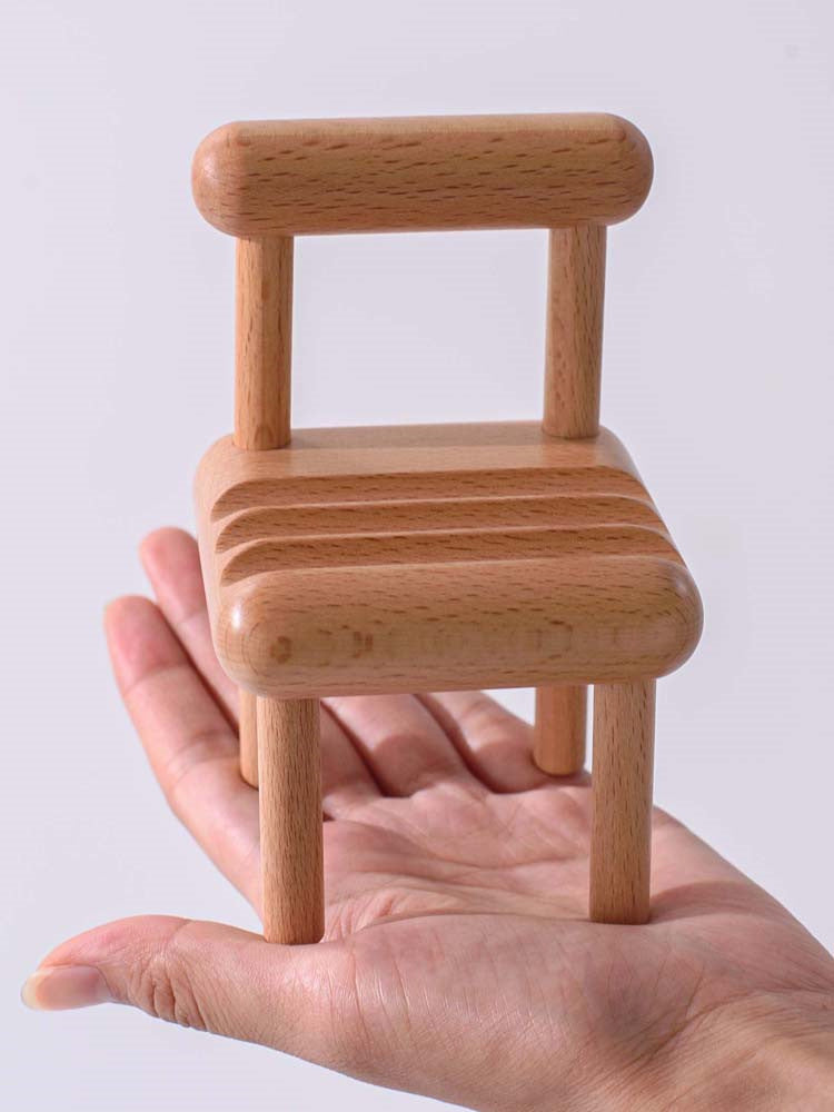 Mini wooden chair phone holder, multiple angles viewing