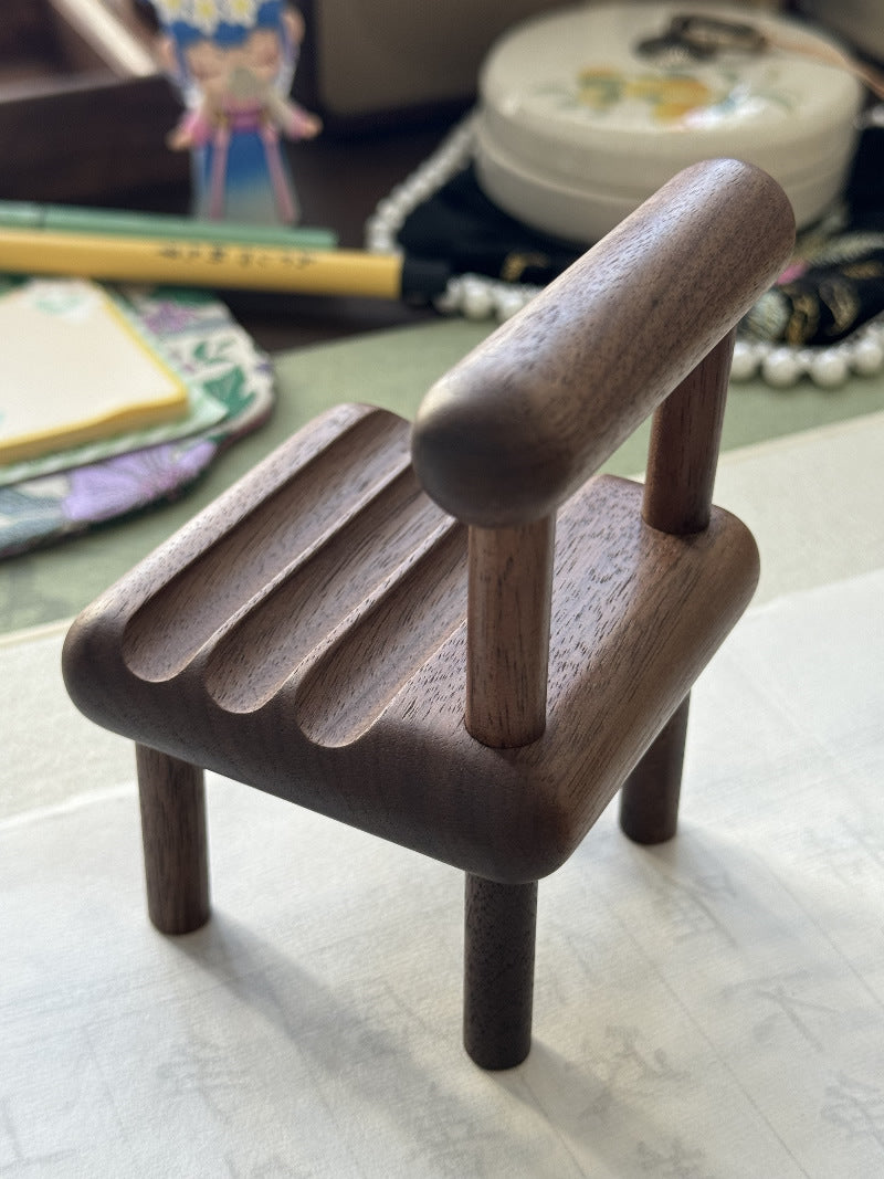 Mini wooden chair phone holder, multiple angles viewing