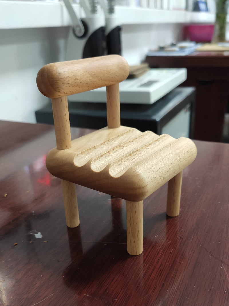 Mini wooden chair phone holder, multiple angles viewing