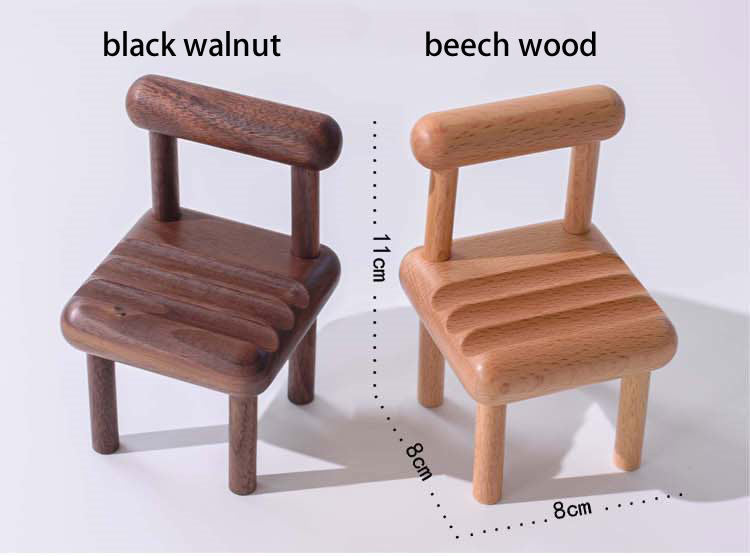 Mini wooden chair phone holder, multiple angles viewing