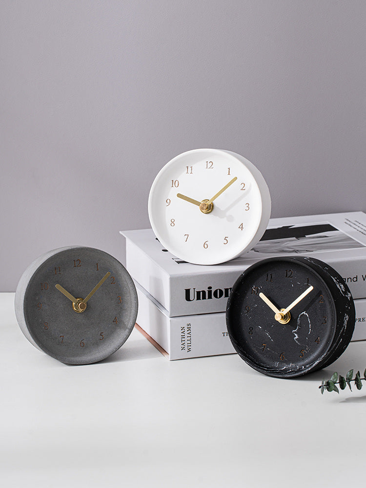 Minimalist Artistic Cement Desktop Clock: Office Decor Accent