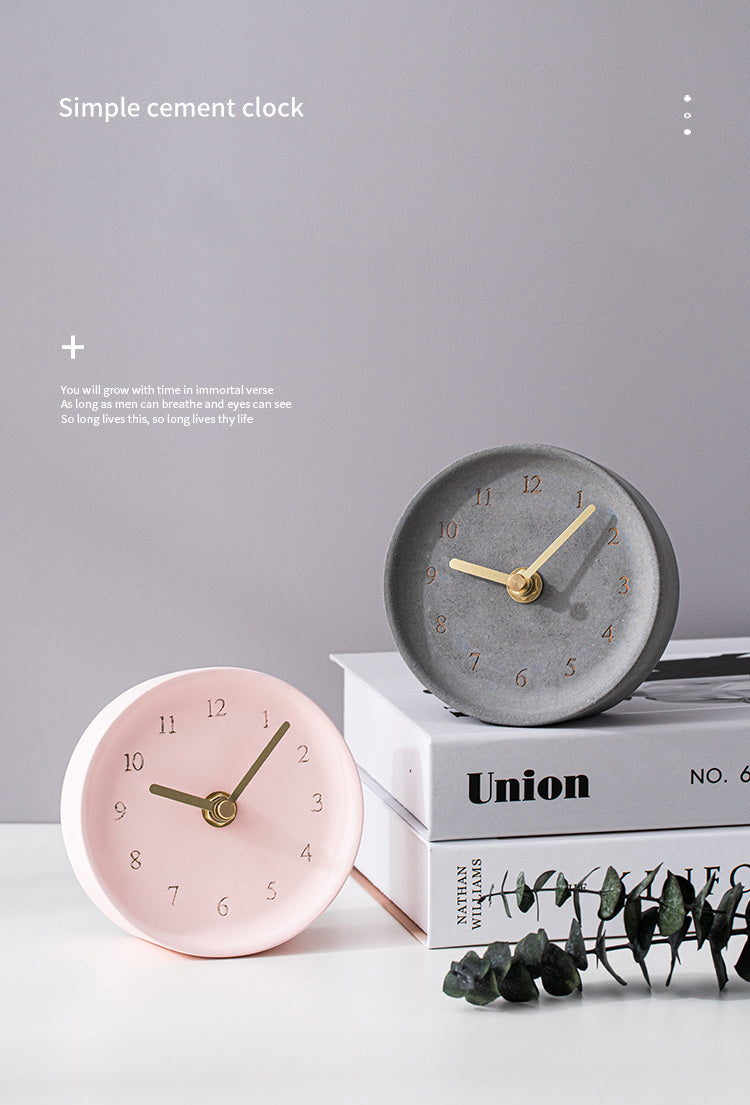 Minimalist Artistic Cement Desktop Clock: Office Decor Accent