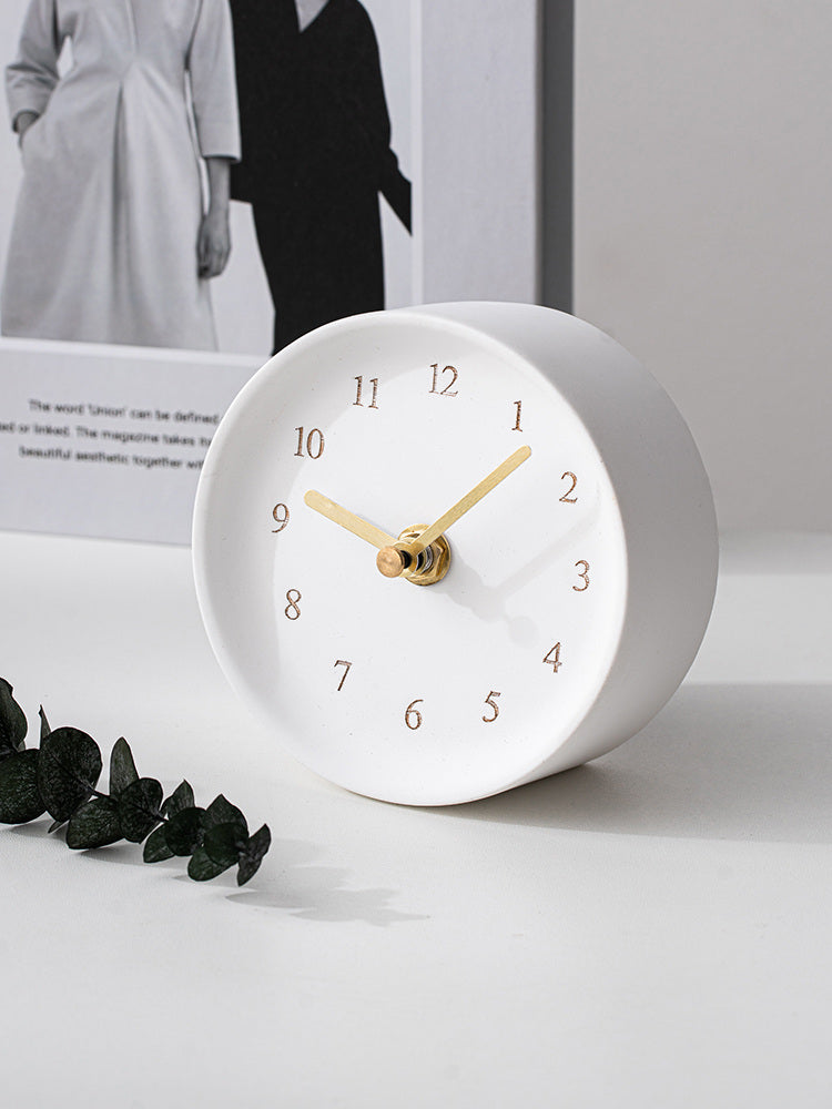 Minimalist Artistic Cement Desktop Clock: Office Decor Accent