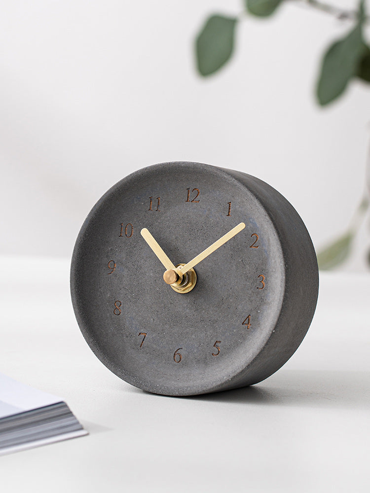 Minimalist Artistic Cement Desktop Clock: Office Decor Accent