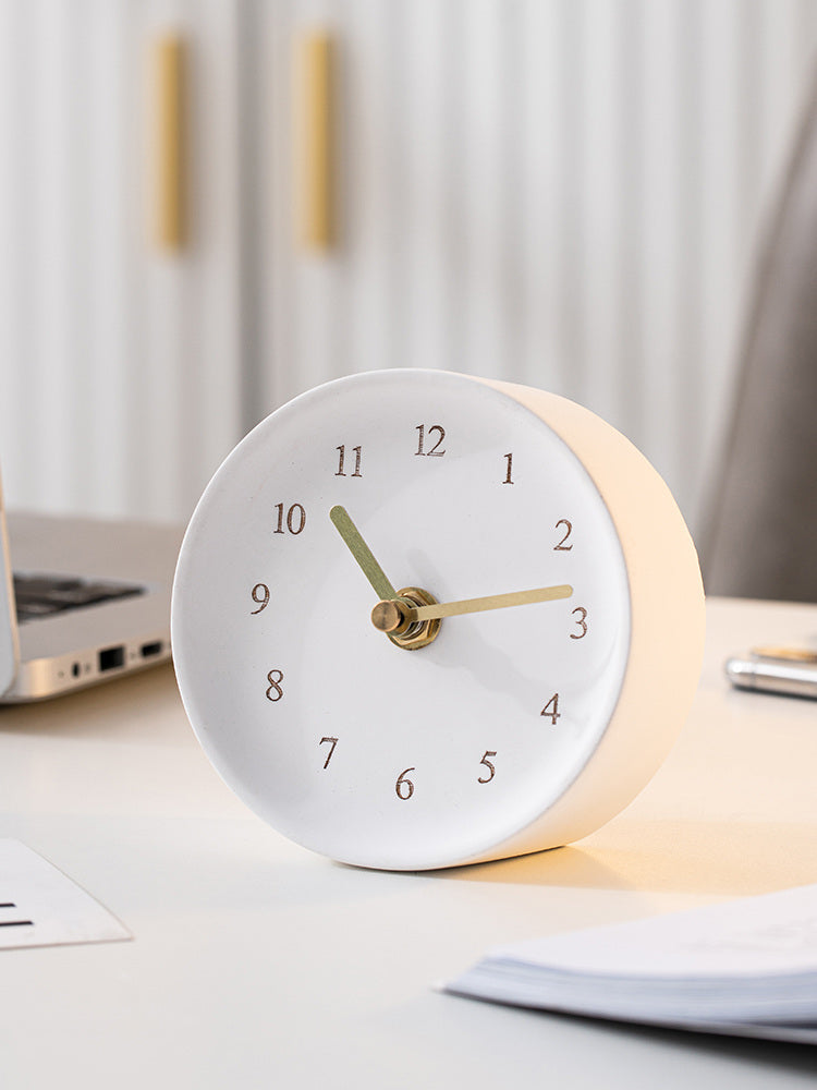 Minimalist Artistic Cement Desktop Clock: Office Decor Accent