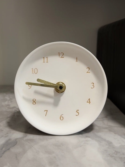 Minimalist Artistic Cement Desktop Clock: Office Decor Accent