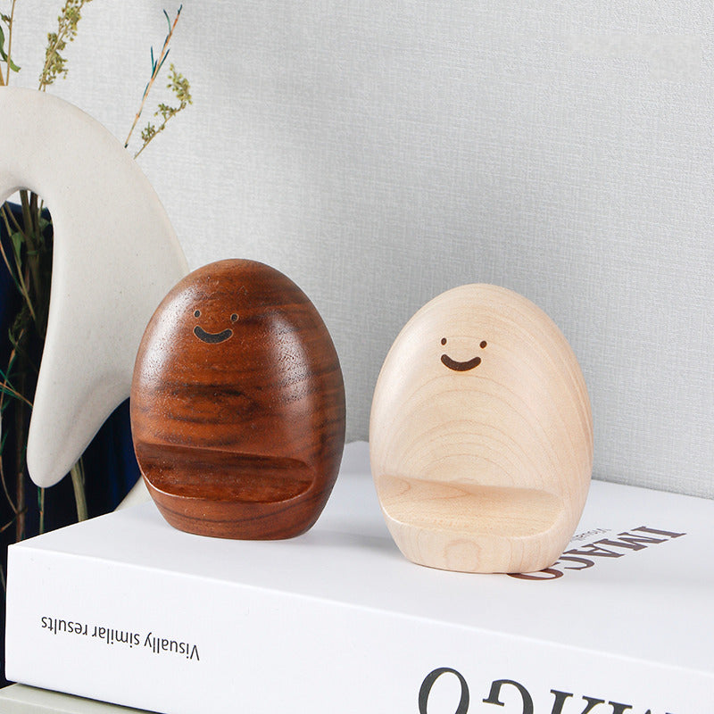 Minimalist Smiley Face Wooden Phone Stand