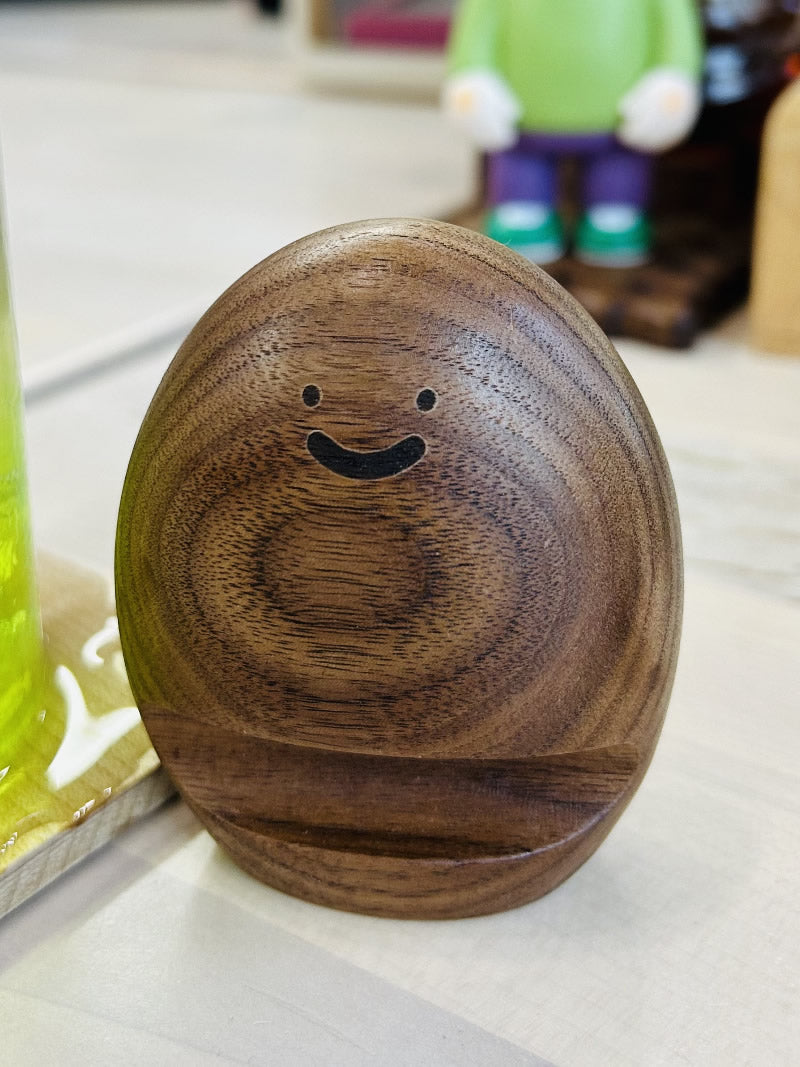 Minimalist Smiley Face Wooden Phone Stand