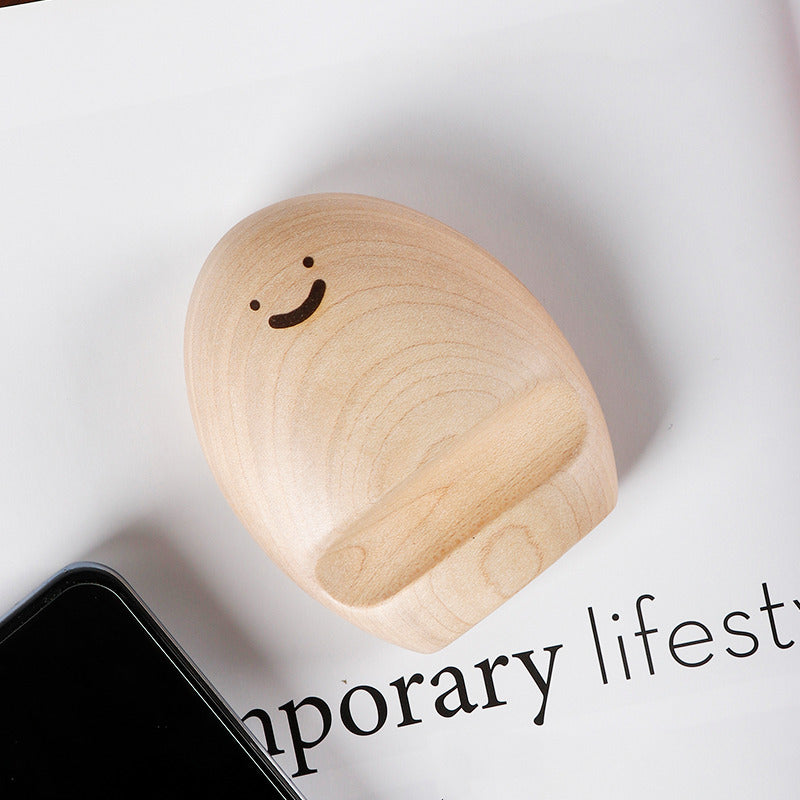 Minimalist Smiley Face Wooden Phone Stand