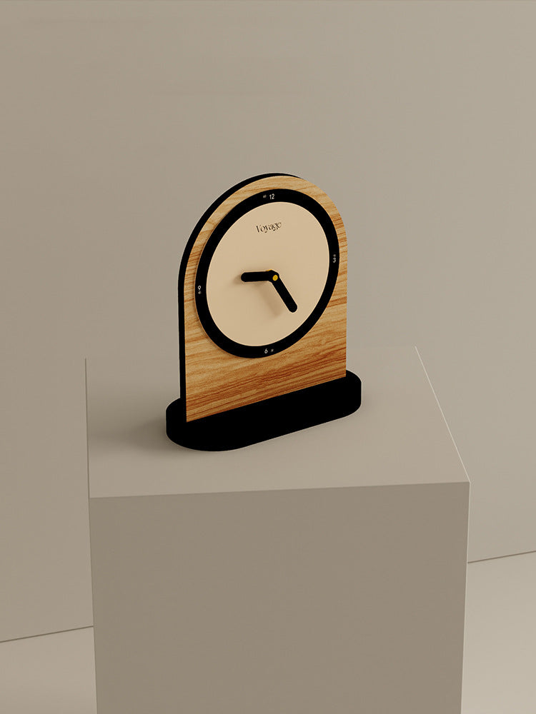 Minimalist Wooden Art Silent Table Clock - Office Desktop Decor