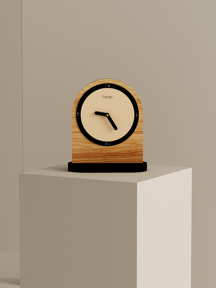 Minimalist Wooden Art Silent Table Clock - Office Desktop Decor