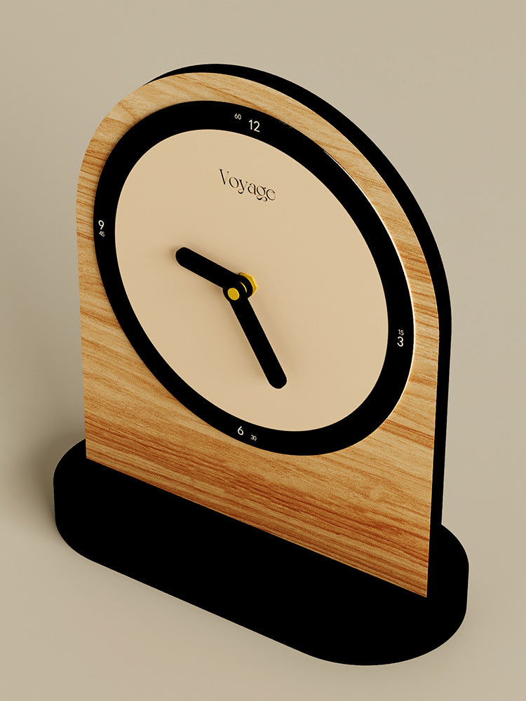 Minimalist Wooden Art Silent Table Clock - Office Desktop Decor