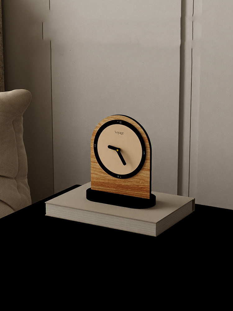 Minimalist Wooden Art Silent Table Clock - Office Desktop Decor