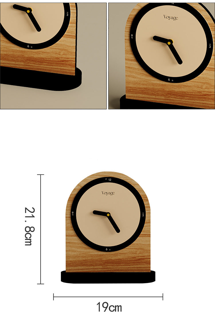 Minimalist Wooden Art Silent Table Clock - Office Desktop Decor