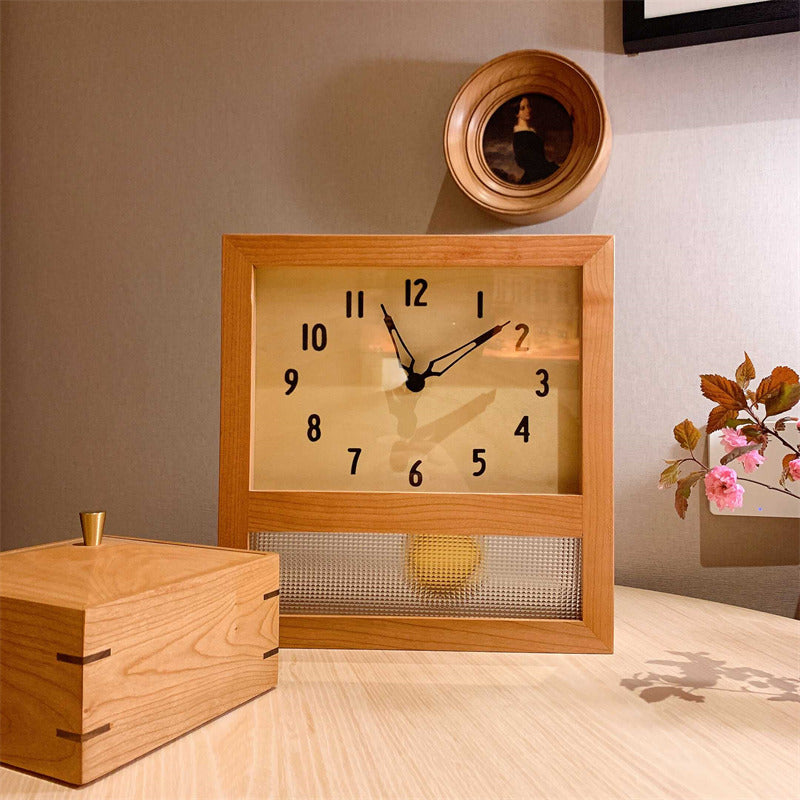 Minimalist Wooden Desk Clock with Large Letters and Numbers