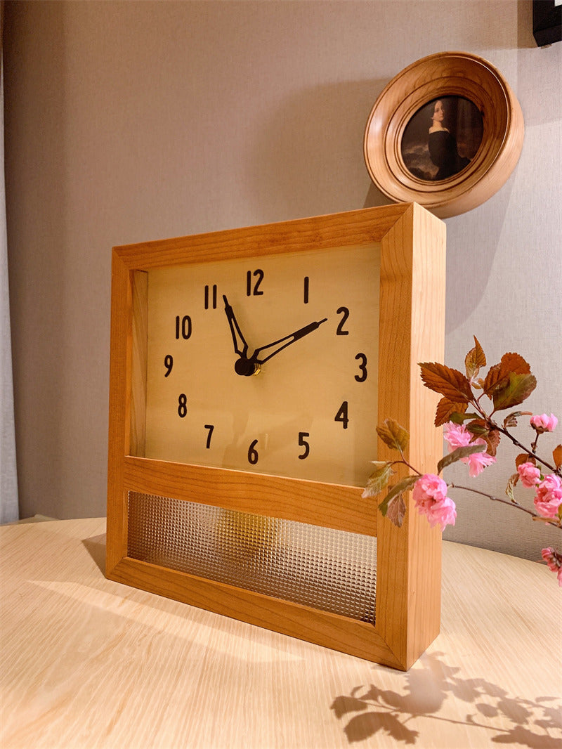 Minimalist Wooden Desk Clock with Large Letters and Numbers