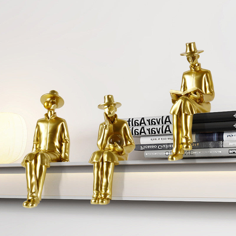 Modern Abstract Gold Human Sculpture: Chic Home or Office Decor