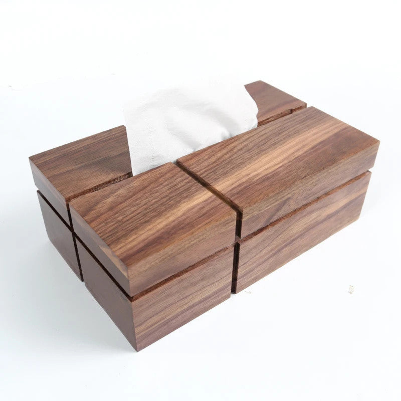 Modern Black Walnut Cross Geometric Tissue Box: Perfect Blend of Style and Utility