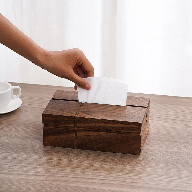 Modern Black Walnut Cross Geometric Tissue Box: Perfect Blend of Style and Utility