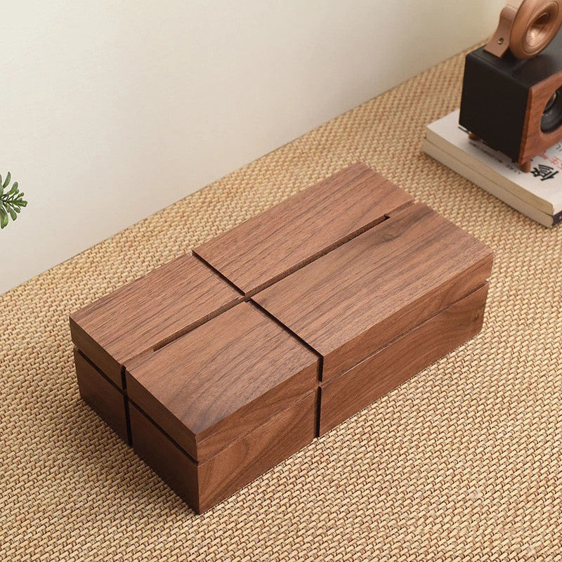 Modern Black Walnut Cross Geometric Tissue Box: Perfect Blend of Style and Utility