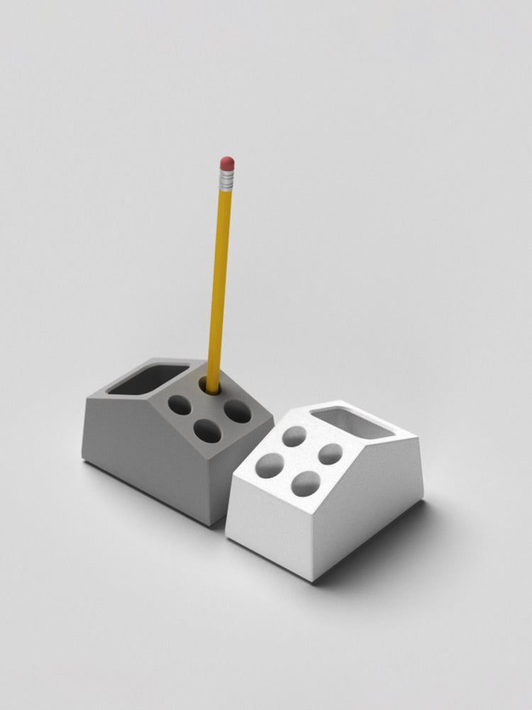 Modern Concrete Pen Holder with Multiple Storage Holes