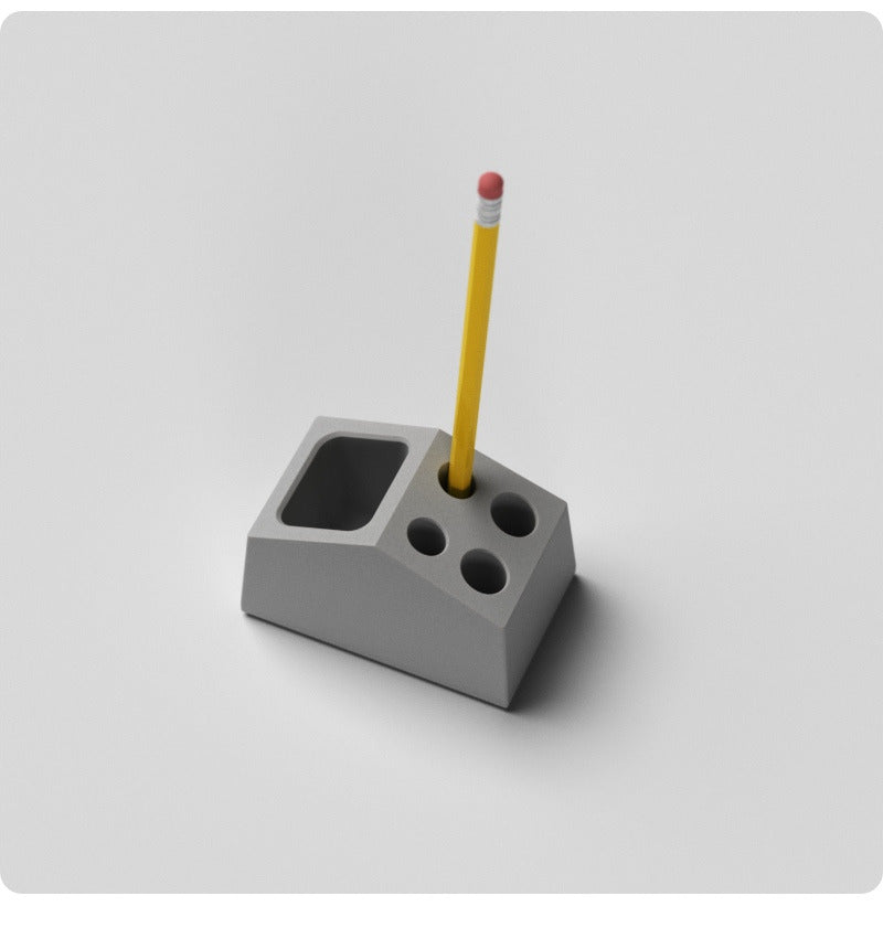 Modern Concrete Pen Holder with Multiple Storage Holes